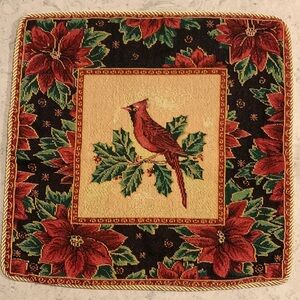 Christmas Red Cardinal bird tapestry PILLOWCOVER 18”